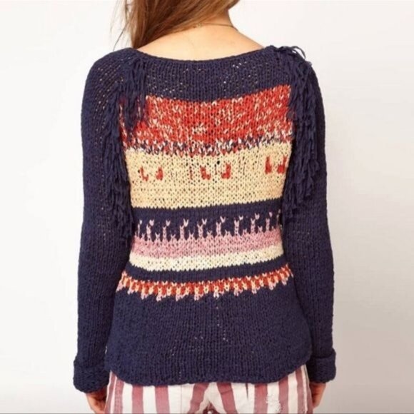 Scotch Soda Maison Scotch Fringe Trim folky bohemian Sweater small - Picture 4 of 8